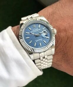 Alternative view of Rolex Datejust Silver Blue Dial Metal Watch
