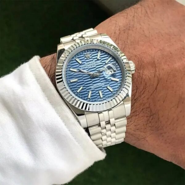 Alternative view of Rolex Datejust Silver Blue Dial Metal Watch