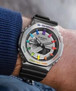 G-shock Gm 2100 Stainless Steel Rainbow Black Strap Watch