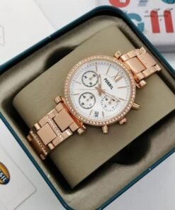 Fossil Chrono Rose Gold White Dial Ladies Watch
