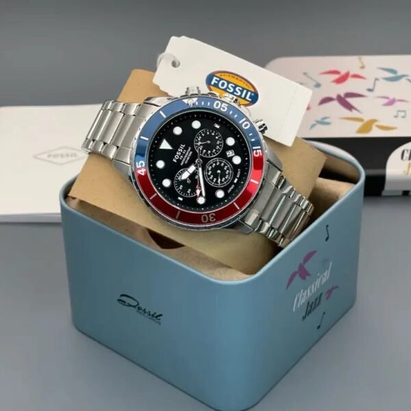 Alternative view of Fossil Fb 03 Silver Red Metal Watch