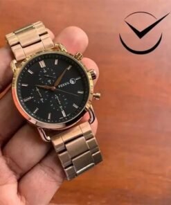 Alternative view of Fossil Rose Gold Black Metal Watch