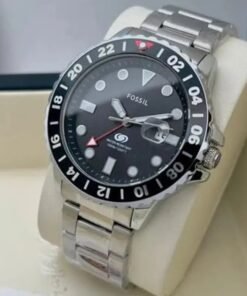 Fossil Silver Black Dial Metal Watch