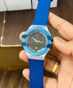Maserati Blue Silver Leather Watch