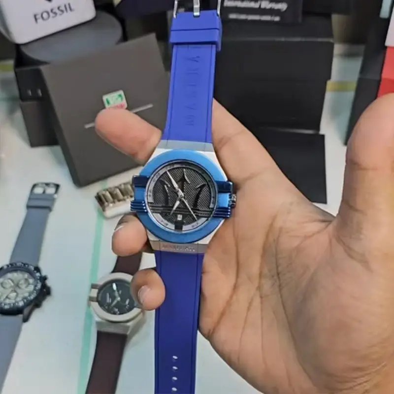 Maserati Blue Silver Leather Watch - Image 3