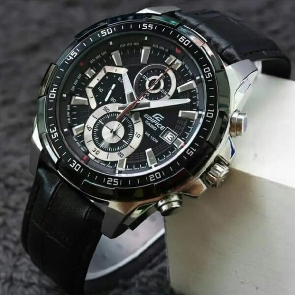 Edifice Black Leather Watch