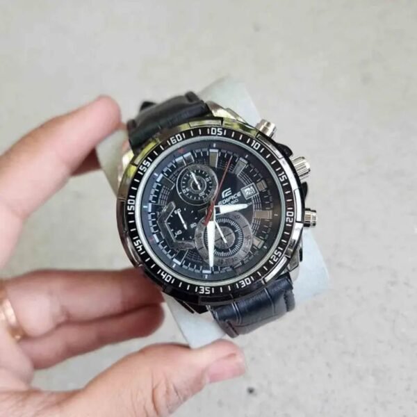 Alternative view of Edifice Black Leather Watch