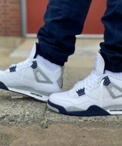 Alternative view of Nike AIR JORDA_N RETRO 4 MIDNIGHT NEVY [WHITE / GREY / BLUE] 1209025