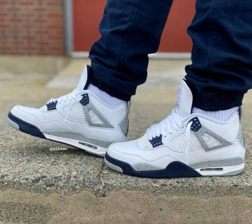 Alternative view of Nike AIR JORDA_N RETRO 4 MIDNIGHT NEVY [WHITE / GREY / BLUE] 1209025