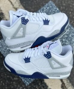 Nike AIR JORDA_N RETRO 4 MIDNIGHT NEVY [WHITE / GREY / BLUE] 1209025
