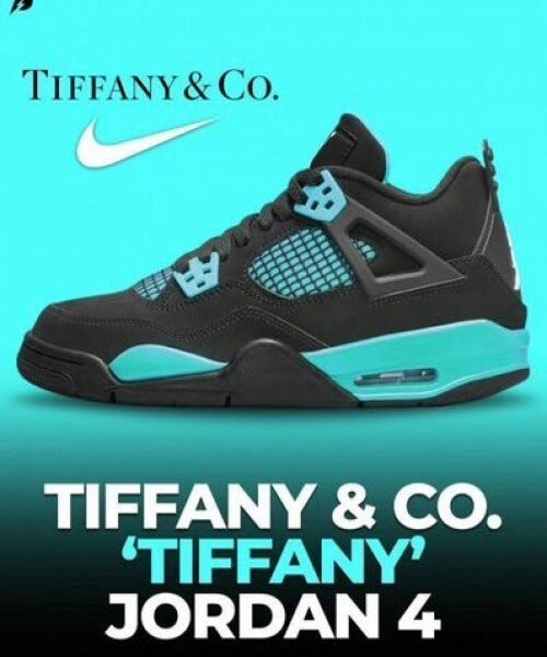 Alternative view of Nike JORDA_N RETRO 4 TIFFANY [BLACK / SEA GREEN] 1109025