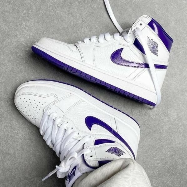 Alternative view of Nike  AIR JORDA_N RETRO 1 HIGH [WHITE / METALLIC PURPLE] 0809025