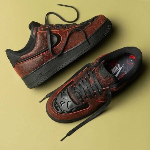 Nike AIR FORCE 1 LOW HALLOWEEN SKELETON [BLACK / CRIMSON] 1808025