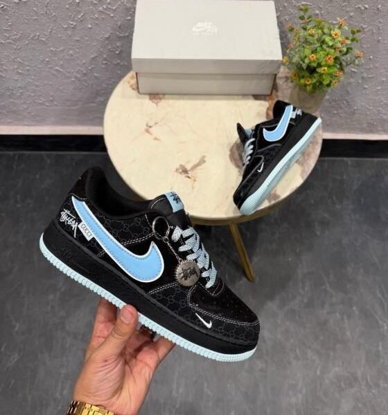 nike airforce 1 low x stussy x black blue