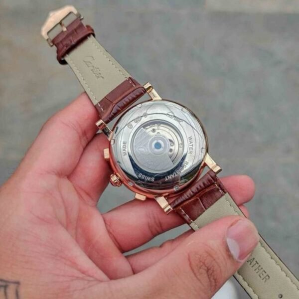 Alternative view of Cartier Leather Brown Automatic Watch Circle Dial B