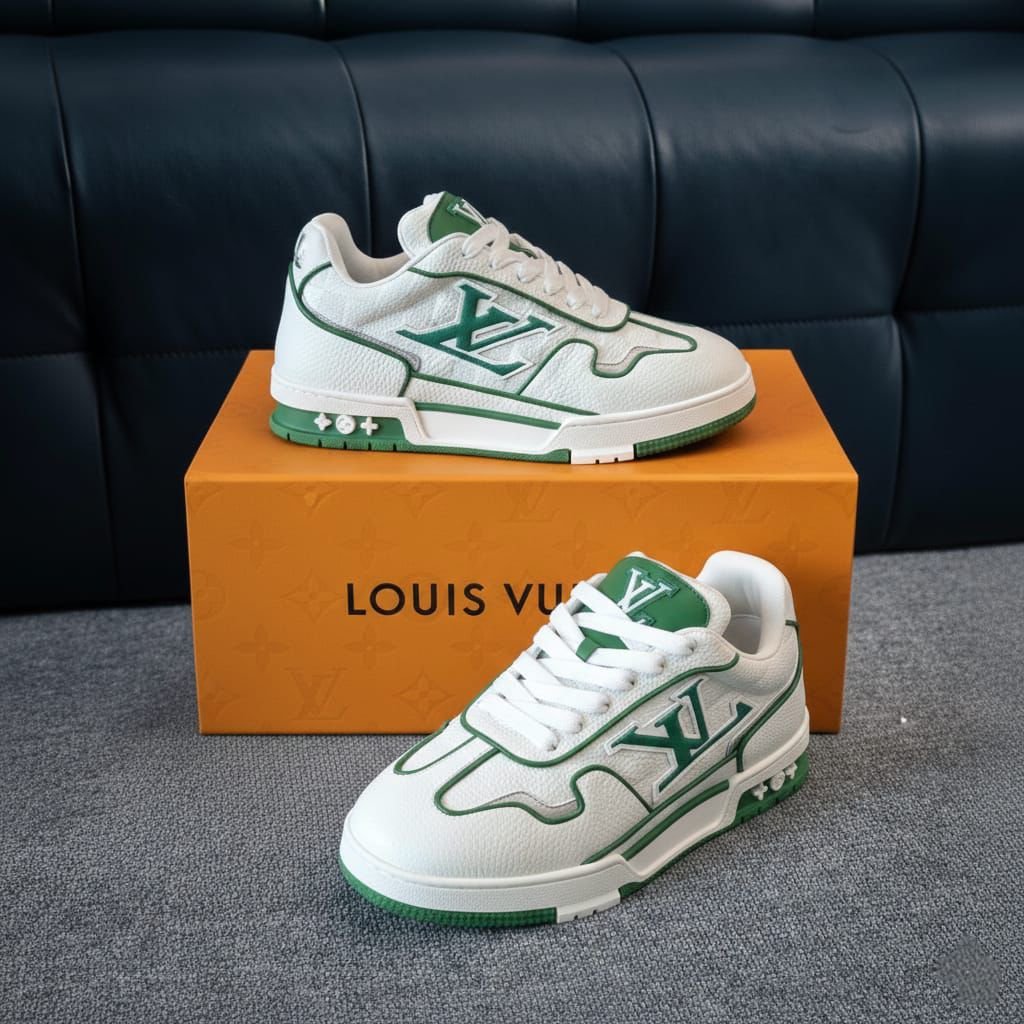 LOUI.S VUITTON TRAINER 2026 WHITE GREEN - Image 6