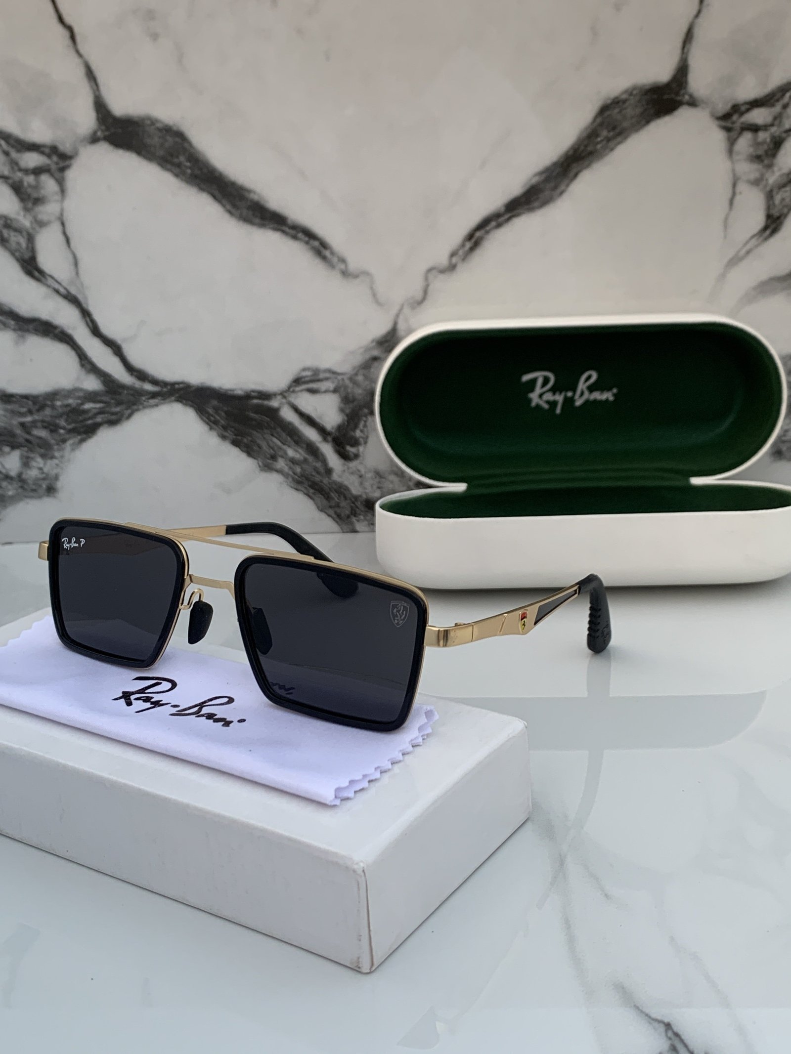 Branded RB 3601 gold black Sunglasses (With Original Kit) - Image 4