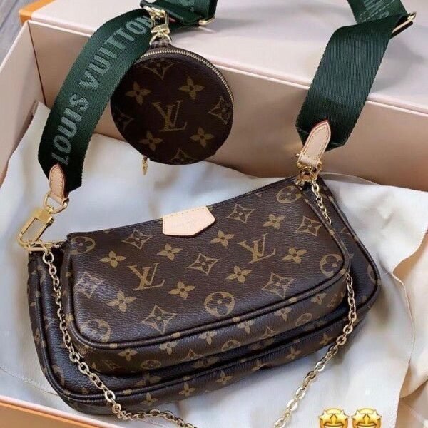 Branded  LV POCHETE 3 IN 1 GREEN WITH BOX (LV-1166)