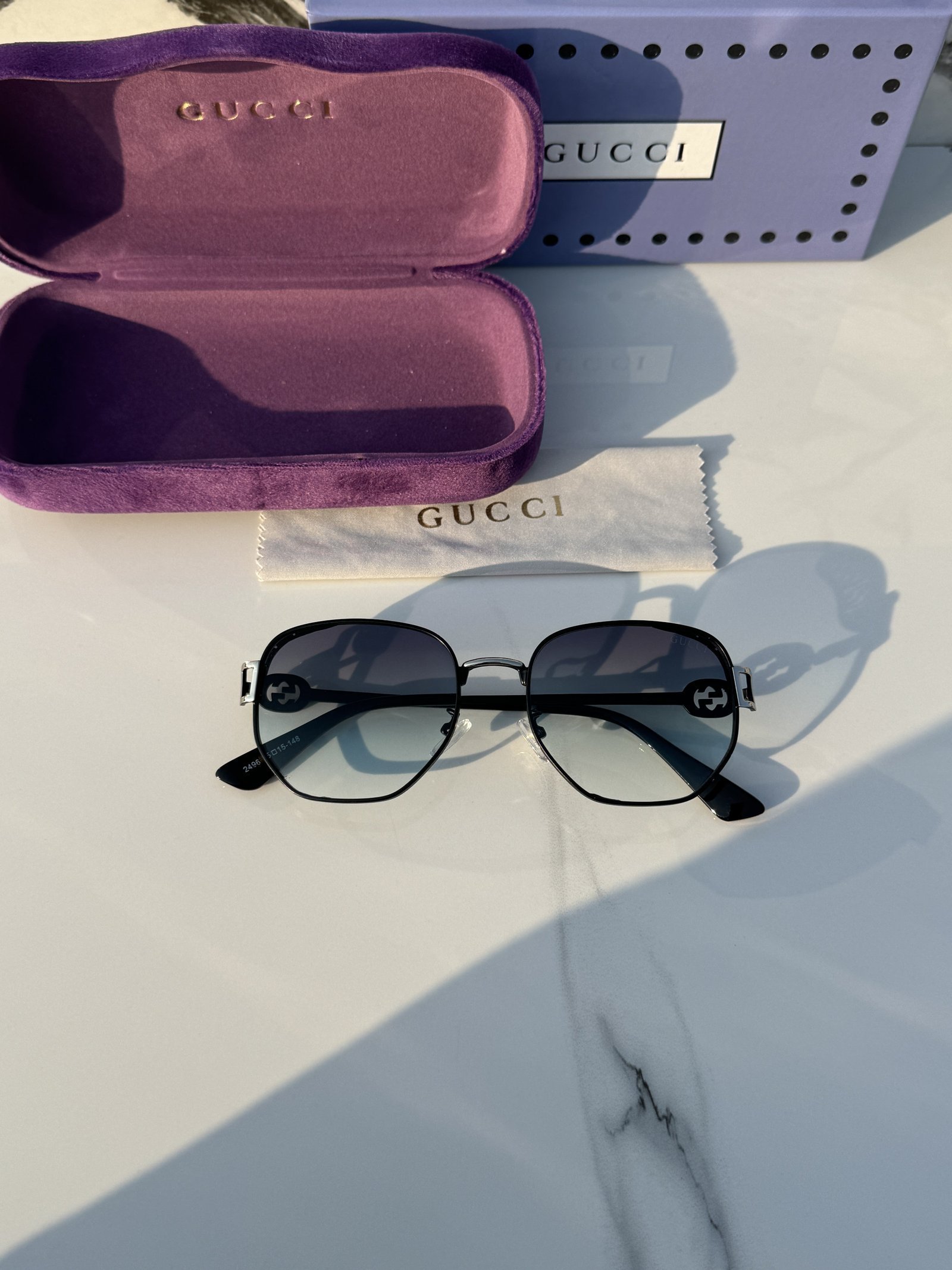 Branded Sunglasses 2496_silver_green(With Original Kit)