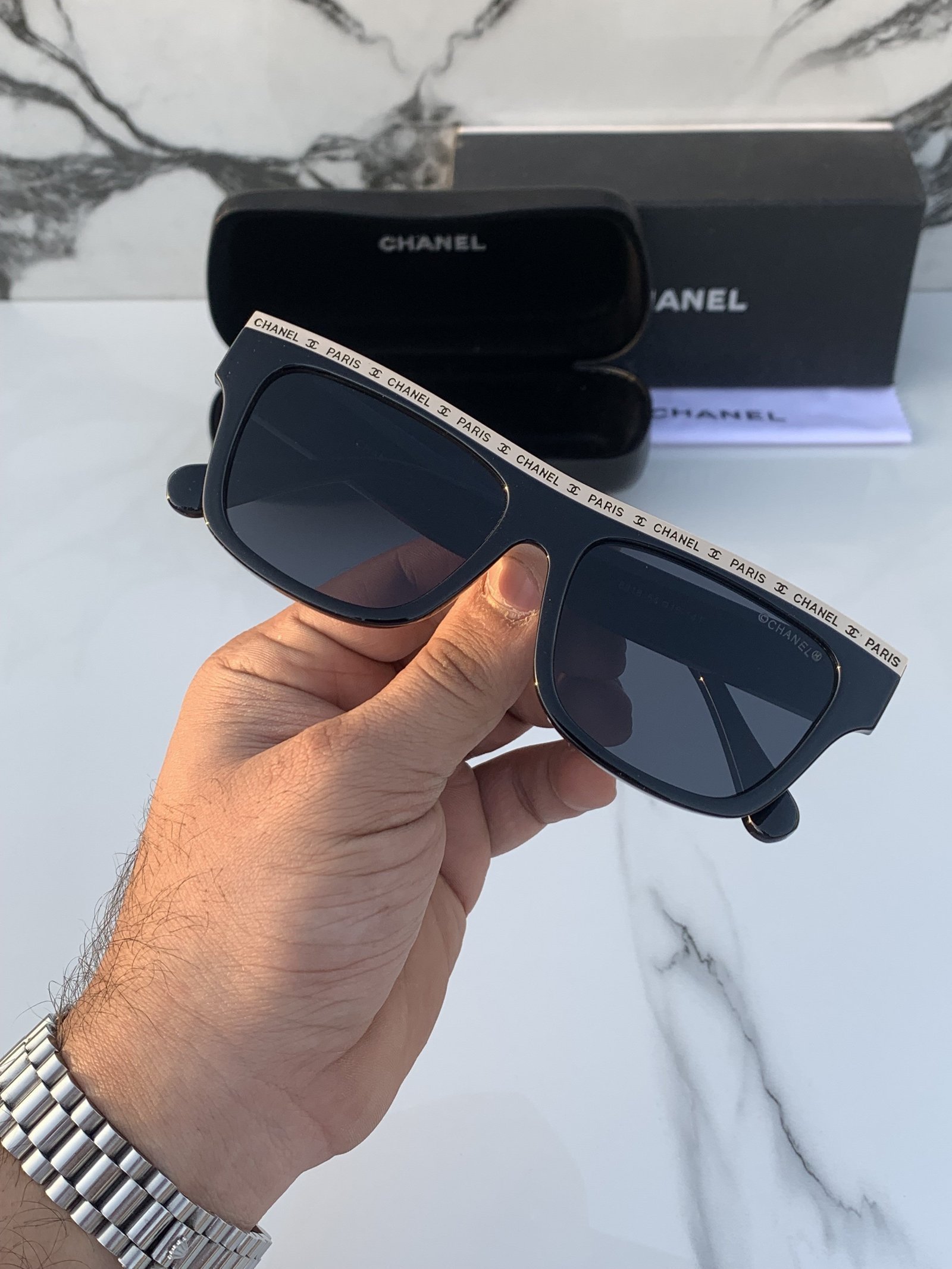 Branded Chnl Prs Full Black Sunglasses (With Original Kit) - Image 4