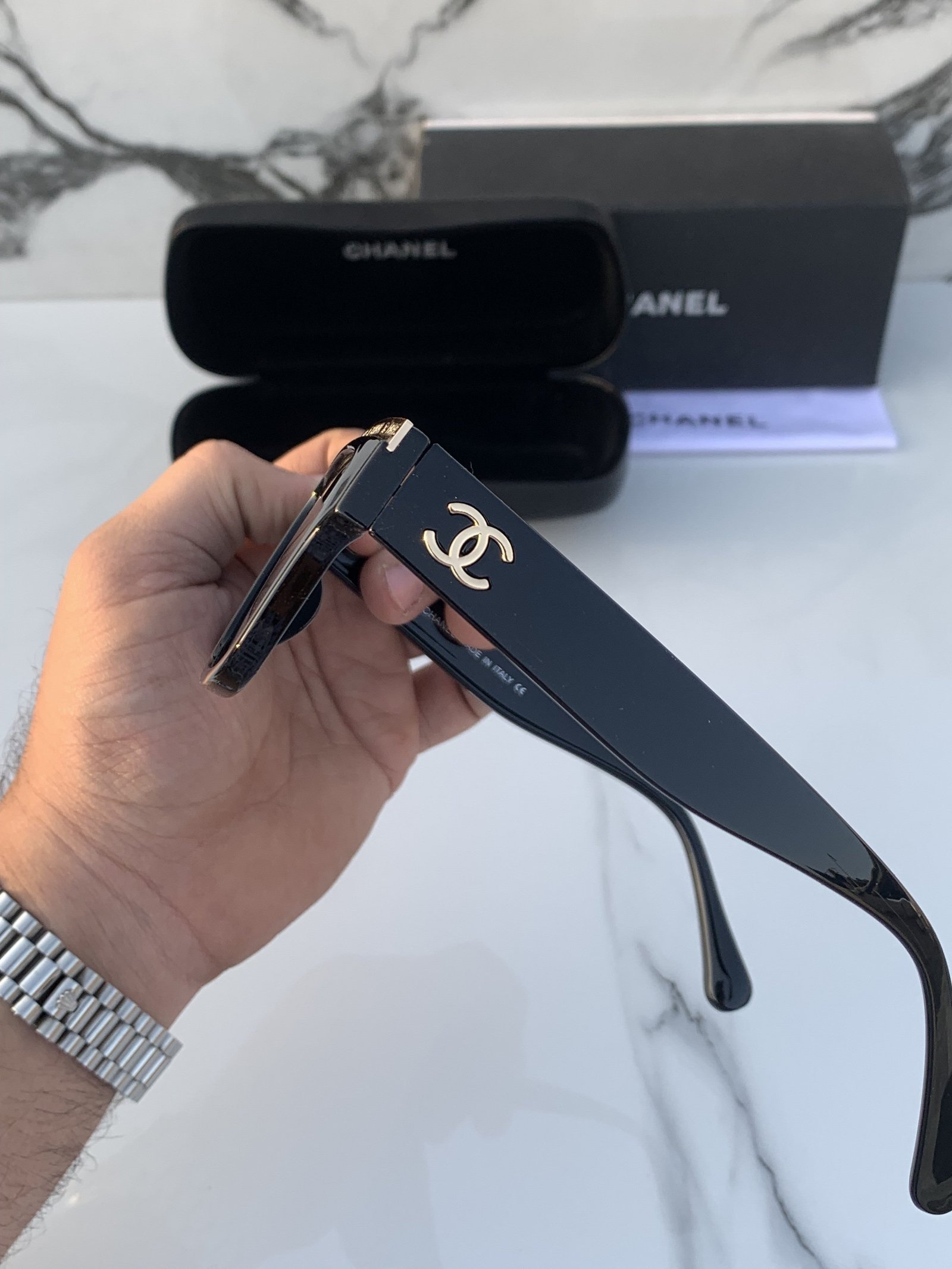 Branded Chnl Prs Full Black Sunglasses (With Original Kit) - Image 2