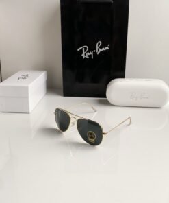 Branded Rb Gold Black Aviator Sunglasses (With Original Kit)