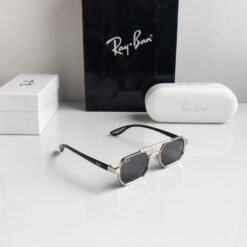 Branded Rb Silver Black Sunglasses Bt (With Original Kit)