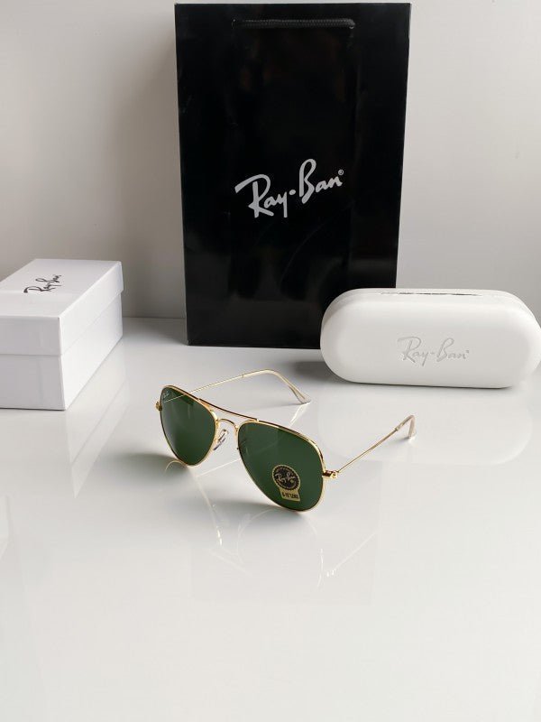 Branded Rb Gold Green Aviator Sunglasses (With Original Kit) - Image 9