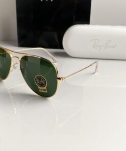Alternative view of Branded Rb Gold Green Aviator Sunglasses (With Original Kit)