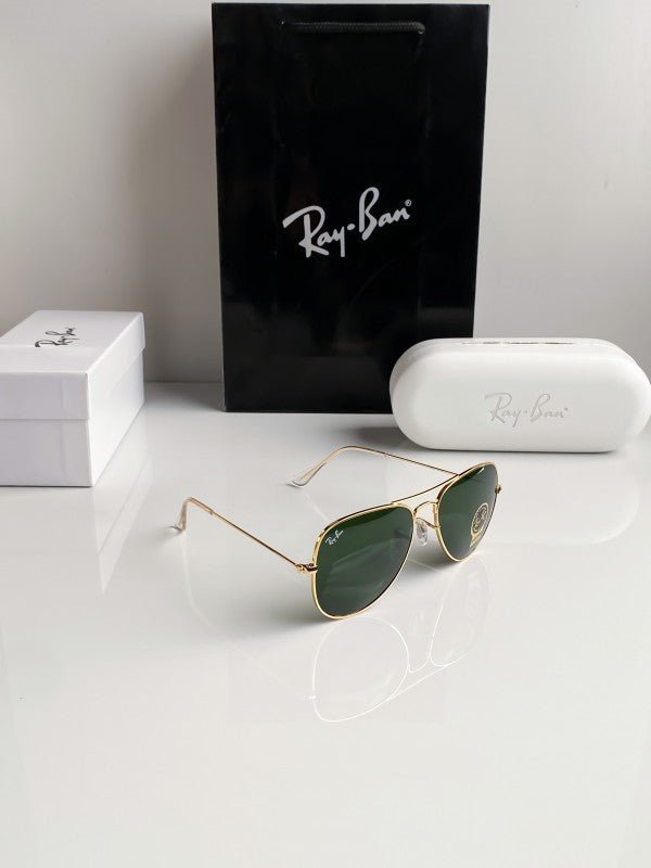 Branded Rb Gold Green Aviator Sunglasses (With Original Kit) - Image 7