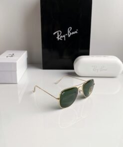 Branded Rb Gold Green Aviator Sunglasses (With Original Kit)