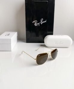 Branded Rb Gold Brown Aviator Sunglasses Bt (With Original Kit)