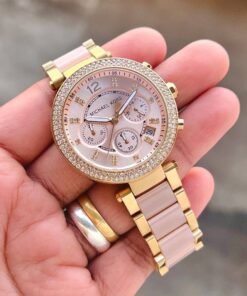 Michael Kors Mk 6326 Pink White Dial Chrono Ladies Watch