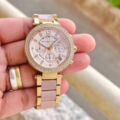 Alternative view of Michael Kors Mk 6326 Pink White Dial Chrono Ladies Watch