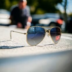 Alternative view of Branded Rb Gold Blue Aviator Sunglasses (With Original Kit)