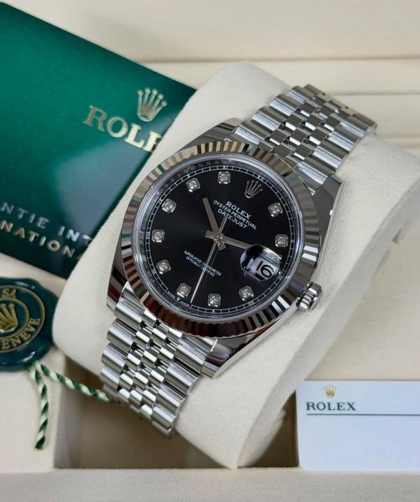 Rolex Oyster Perpetual Date Just Diamond Silver-Black - Image 4