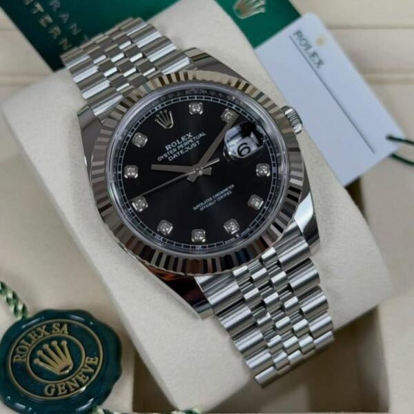 Rolex Oyster Perpetual Date Just Diamond Silver-Black