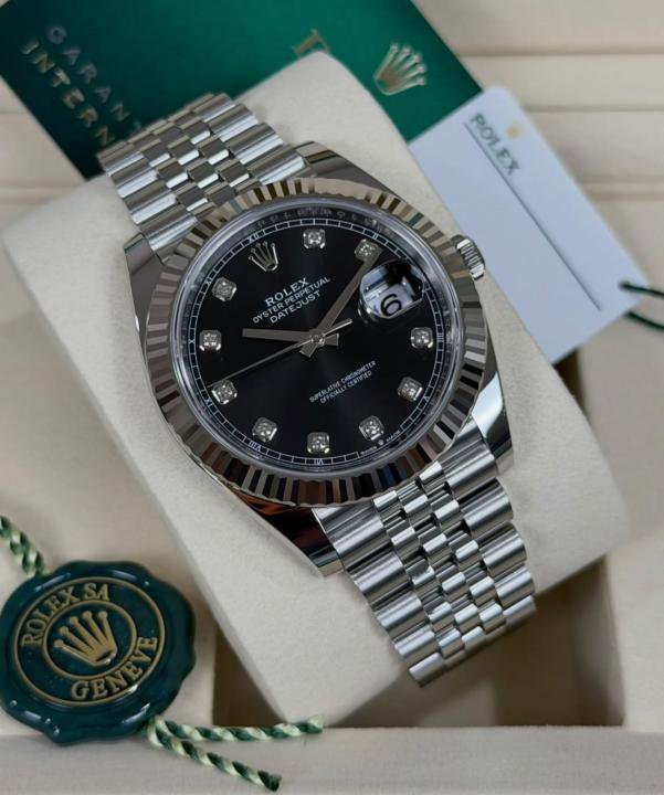 Rolex Oyster Perpetual Date Just Diamond Silver-Black