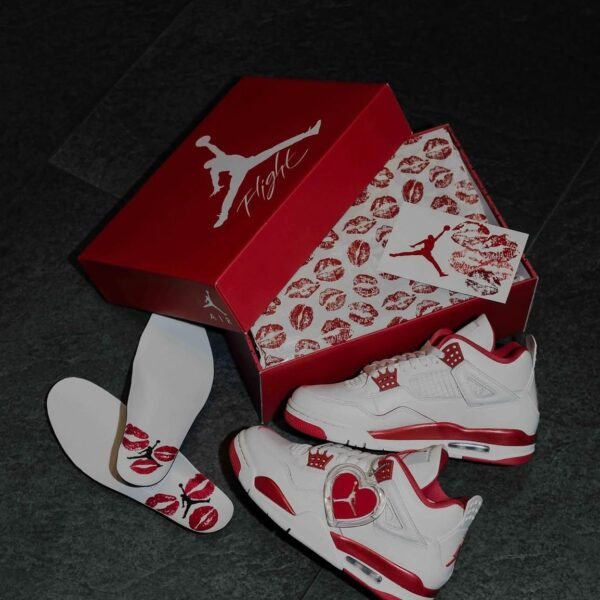 Alternative view of NIKE AIR JORDAN RETRO 4 VALENTINES SIERRA RED 🔥