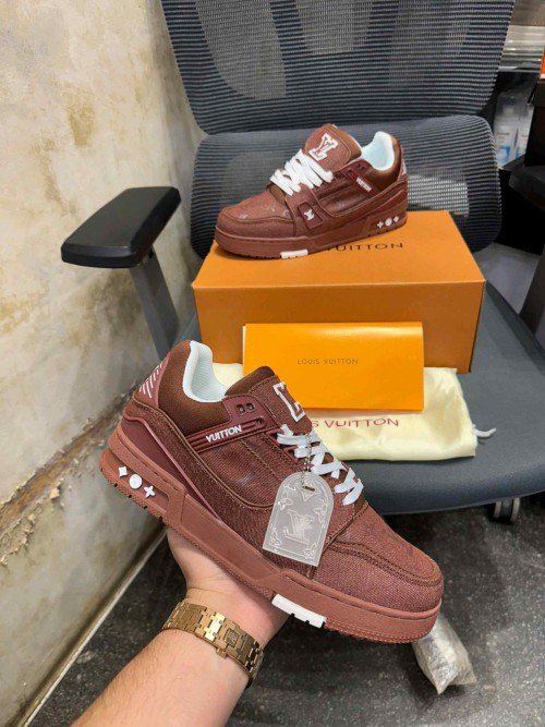 Louis Vuitton Trainer Brown Denim With All Accessories (368