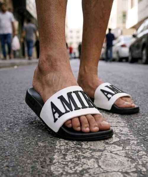 Amiri Embossed Slide White