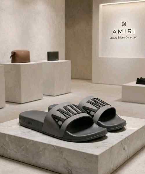 Amiri Embossed Slide Grey