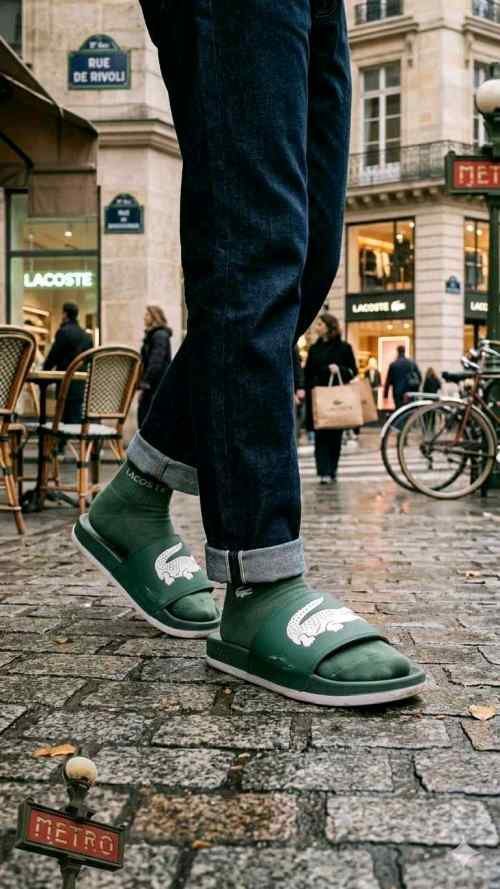 Lacoste Croco Slide Green White - Image 4