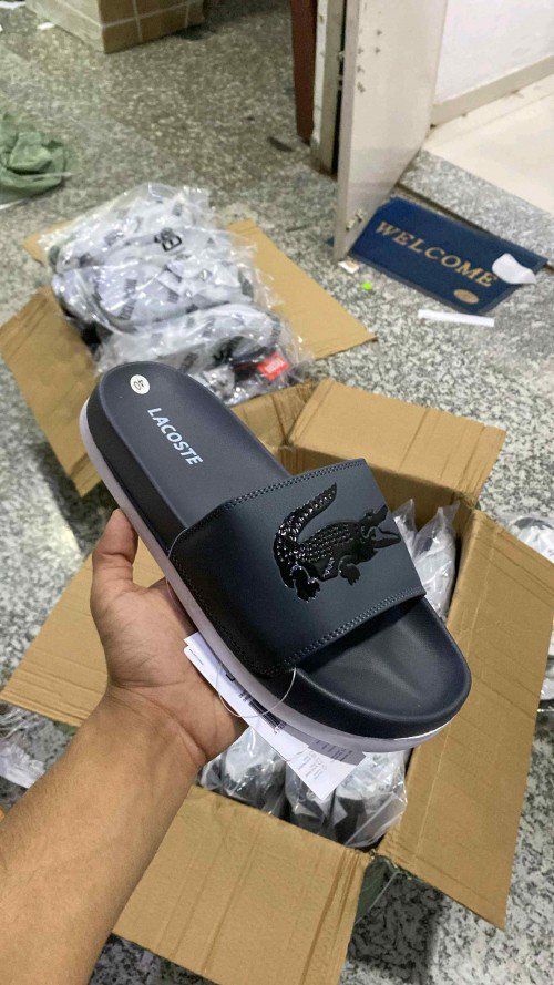 Lacoste Croco Slide Grey White - Image 2