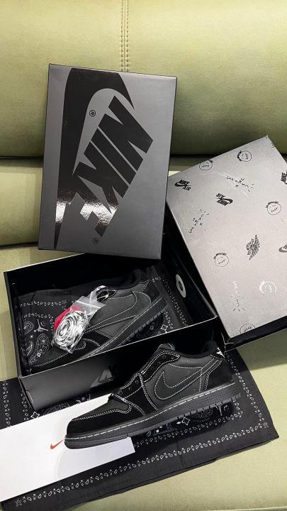 Nike Air Jordan 1 Low OG x Travis Scott Black Phantom Semi UA With Kit - Image 4