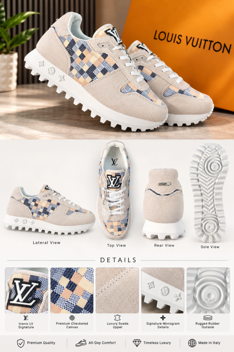 LOUIS VUITTON RUNWAY SNEAKER EMBROSSED MULTI - Image 5
